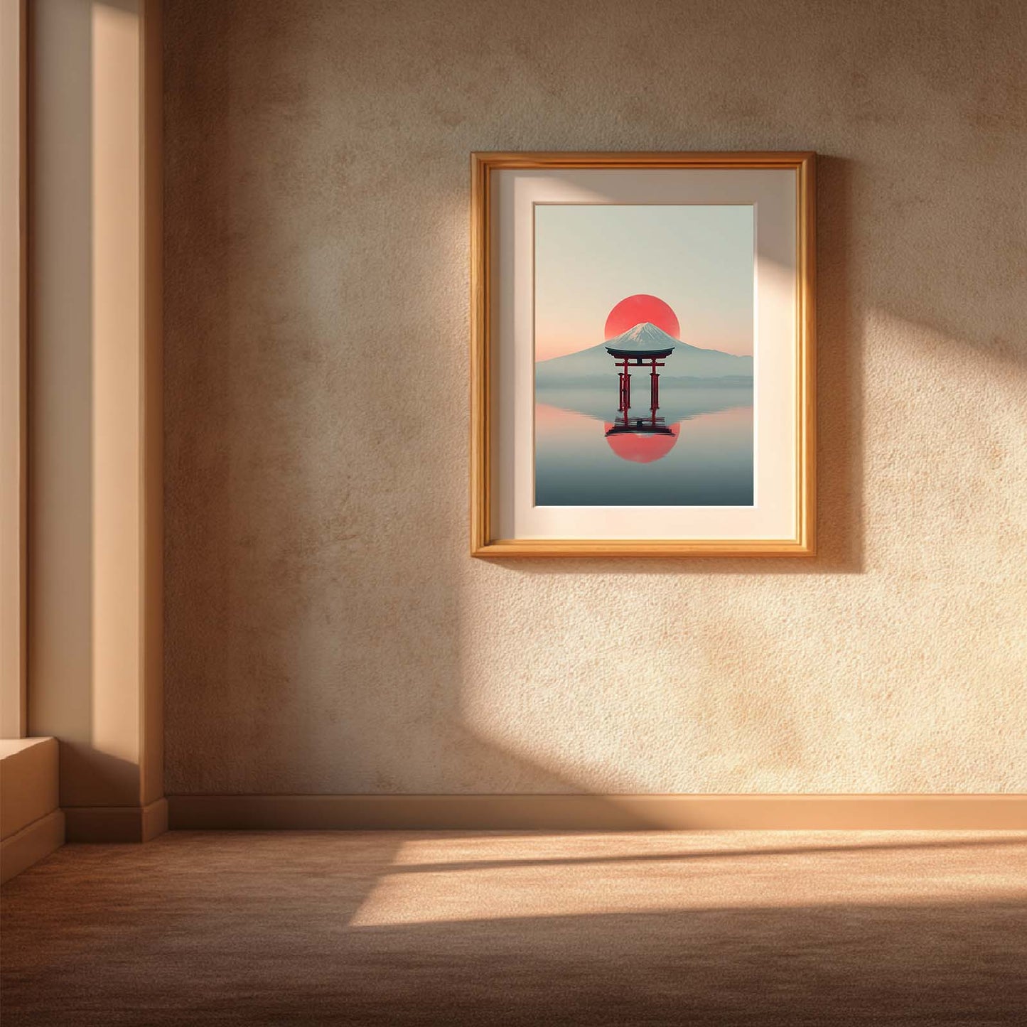 Abstract Oil Painting Japanese  Cherry Blossoms Torii