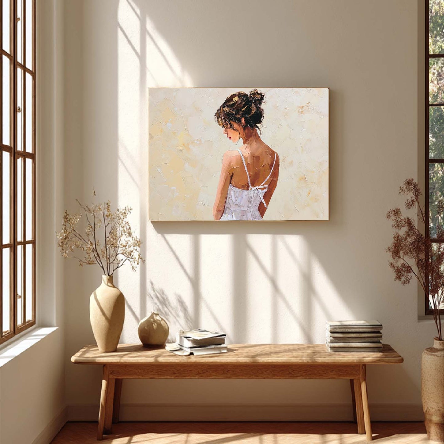 Abstract Oil Painting Beautiful Young Woman
