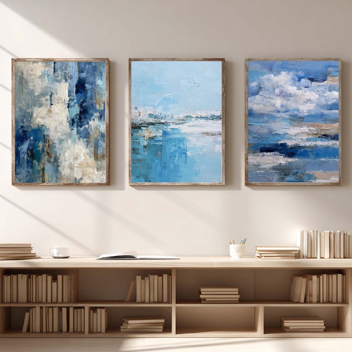 Abstract Blue Beige Painting