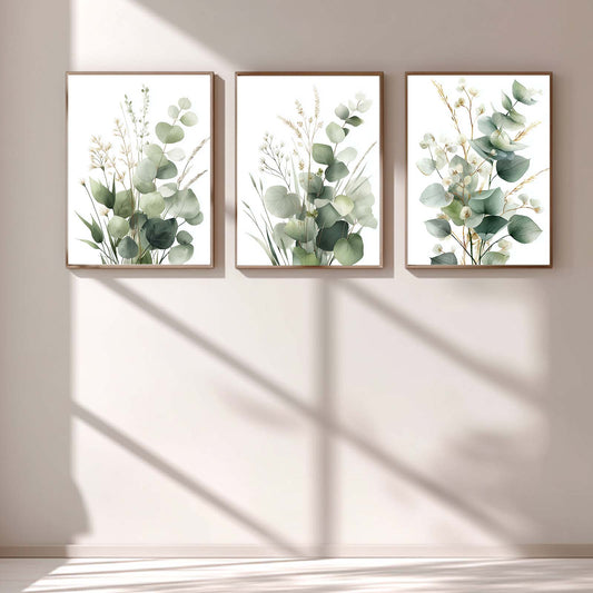 Green Leaves Flower Plant Abstract Canvas Painting Wall Art for Living Room Bedroom Decoration, Poster Print, Frameless