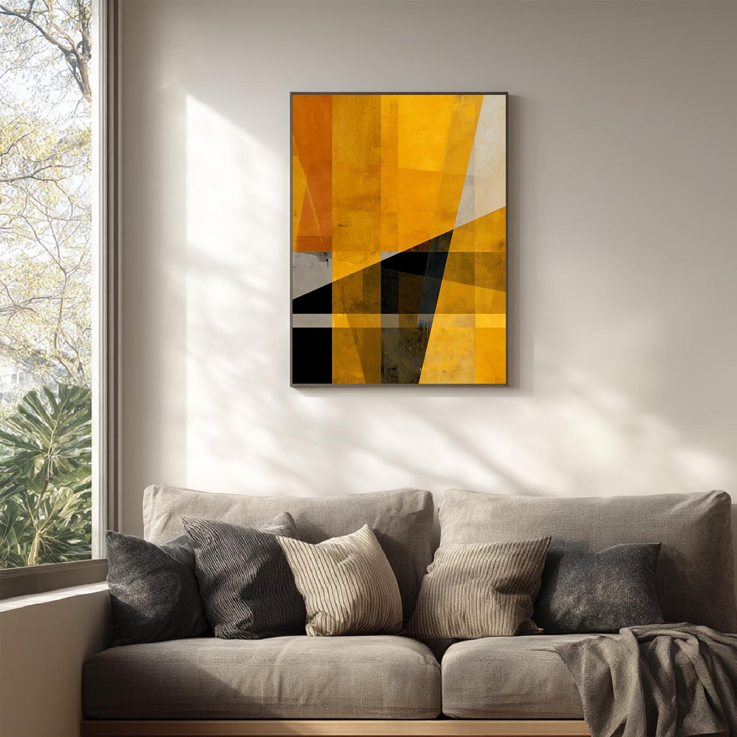 Beige Yellow Geometry Abstract