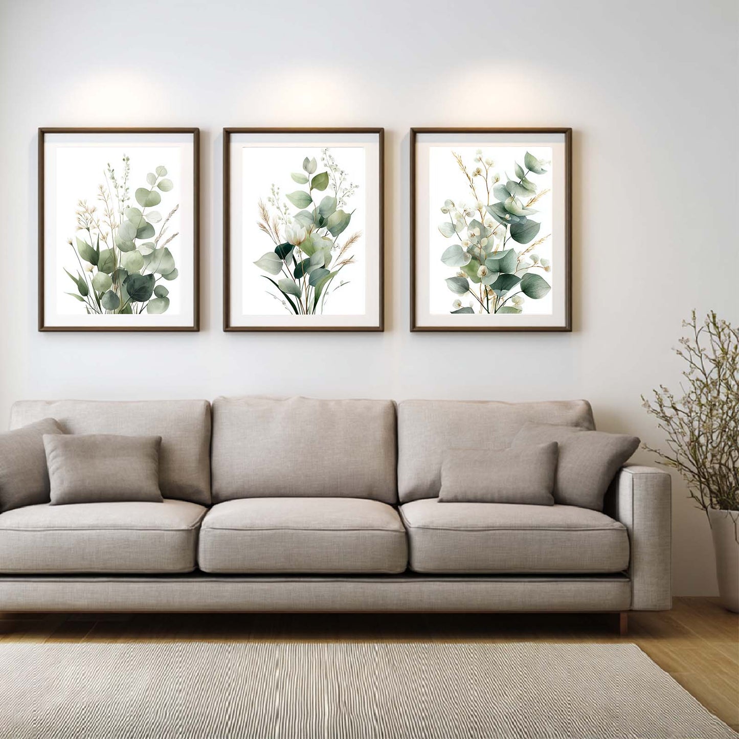 Green Leaves Flower Plant Abstract Canvas Painting Wall Art for Living Room Bedroom Decoration, Poster Print, Frameless
