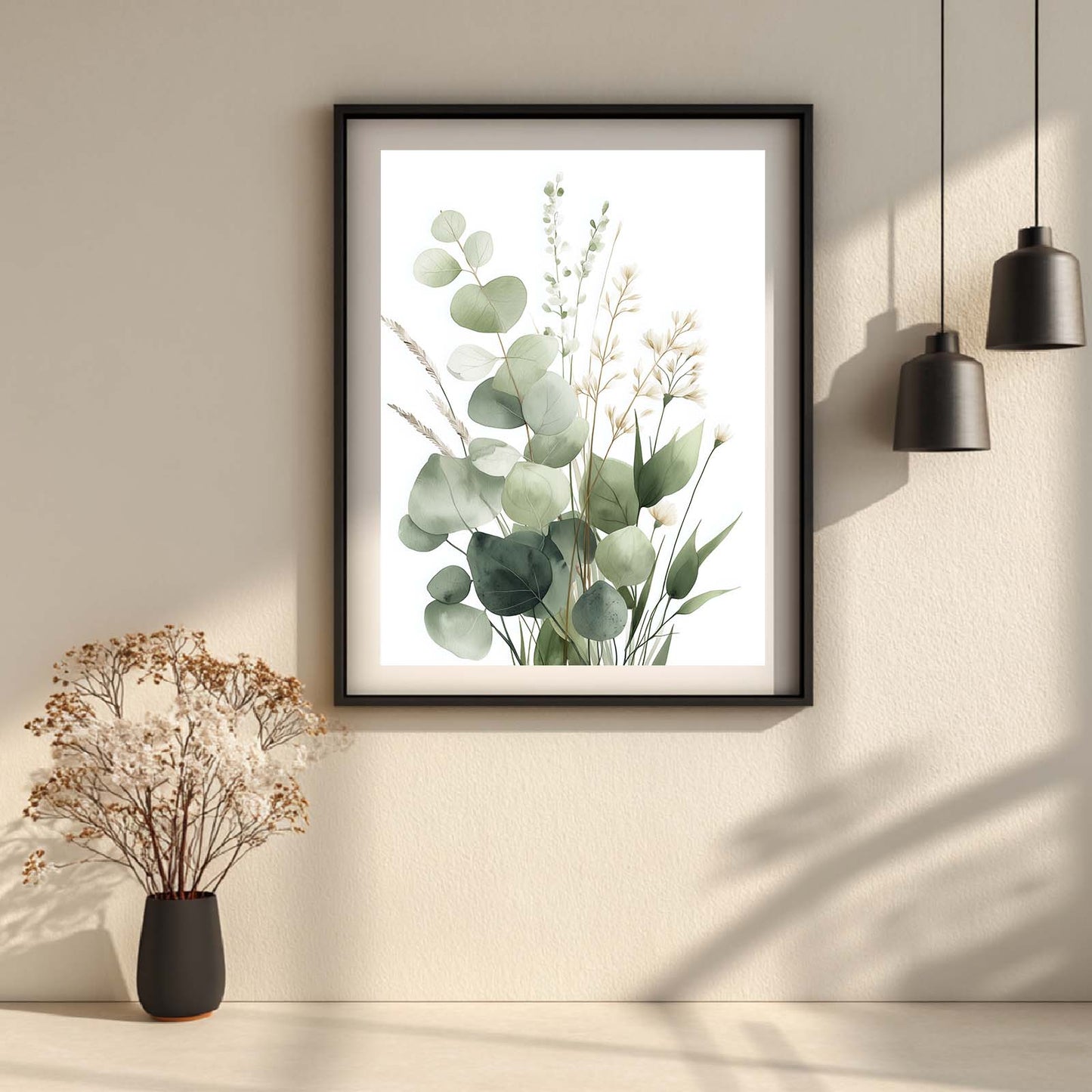 Green Leaves Flower Plant Abstract Canvas Painting Wall Art for Living Room Bedroom Decoration, Poster Print, Frameless