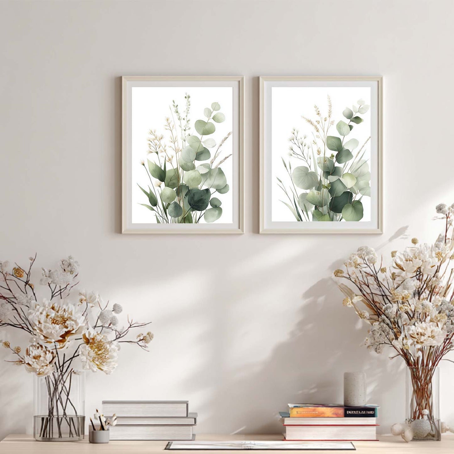 Green Leaves Flower Plant Abstract Canvas Painting Wall Art for Living Room Bedroom Decoration, Poster Print, Frameless