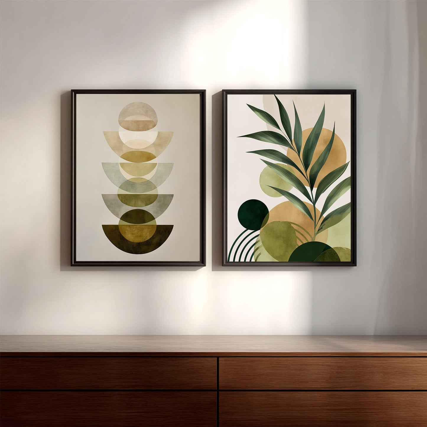 Abstract Geometry Beige Plants