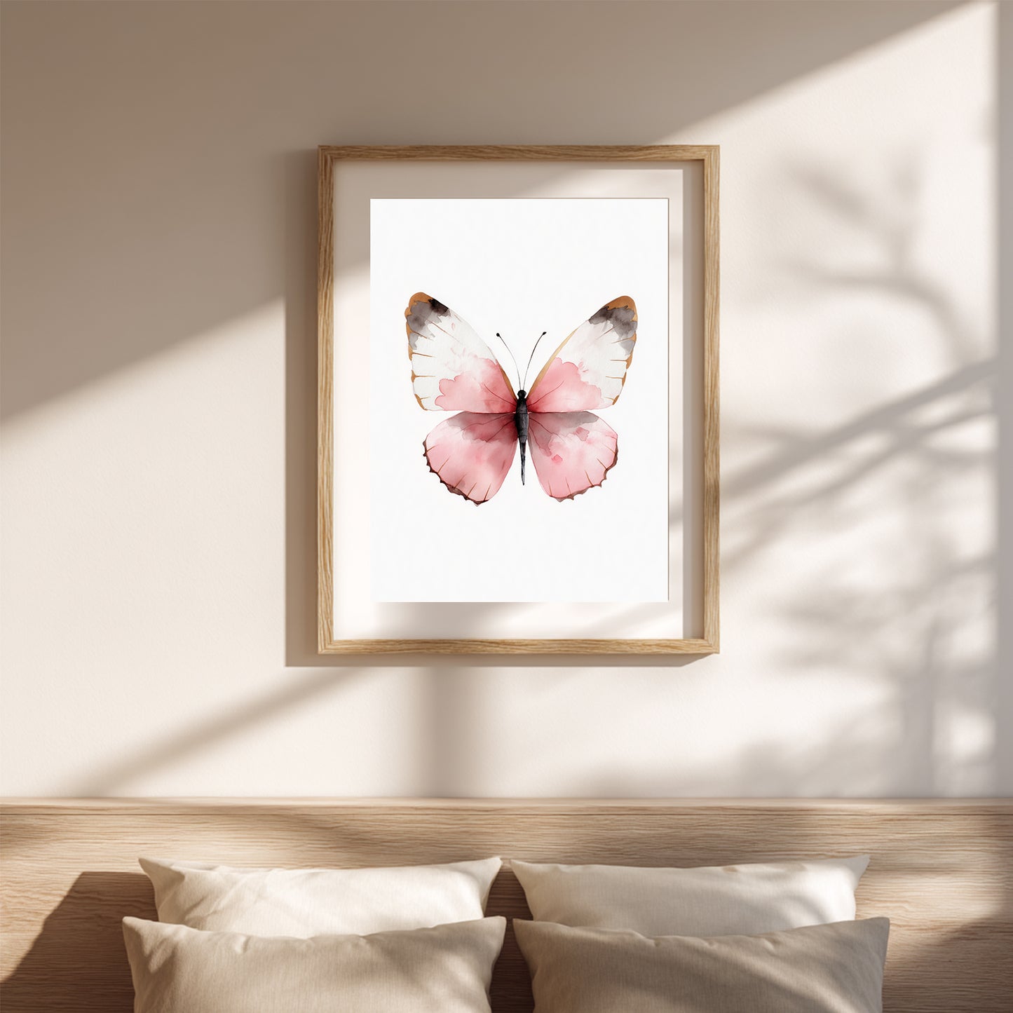 Abstract Pink Butterfly Canvas Painting Animal Wall Art for Living Room Bedroom Decoration, Poster Print, Frameless