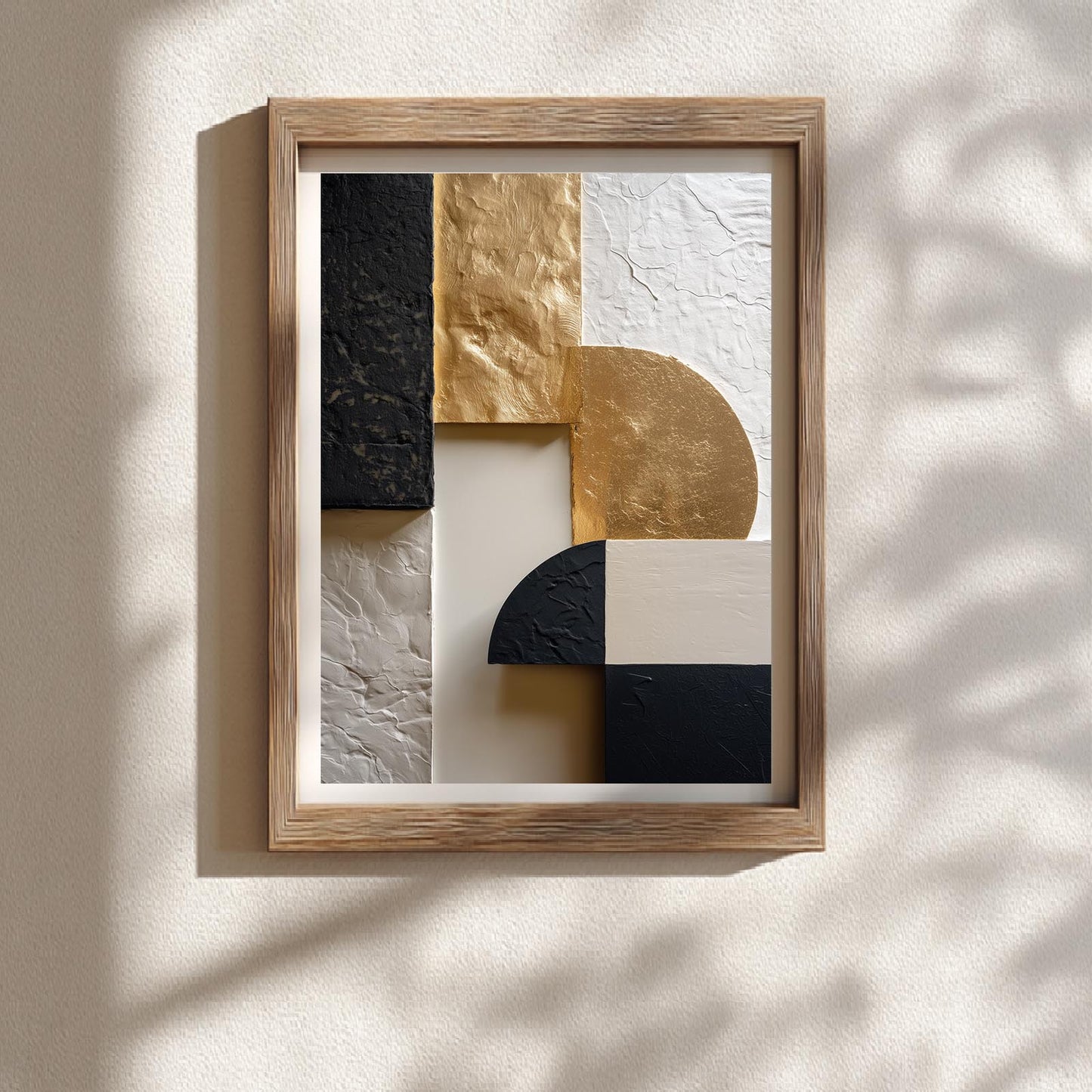 Abstract Geometry Beige Black Gold