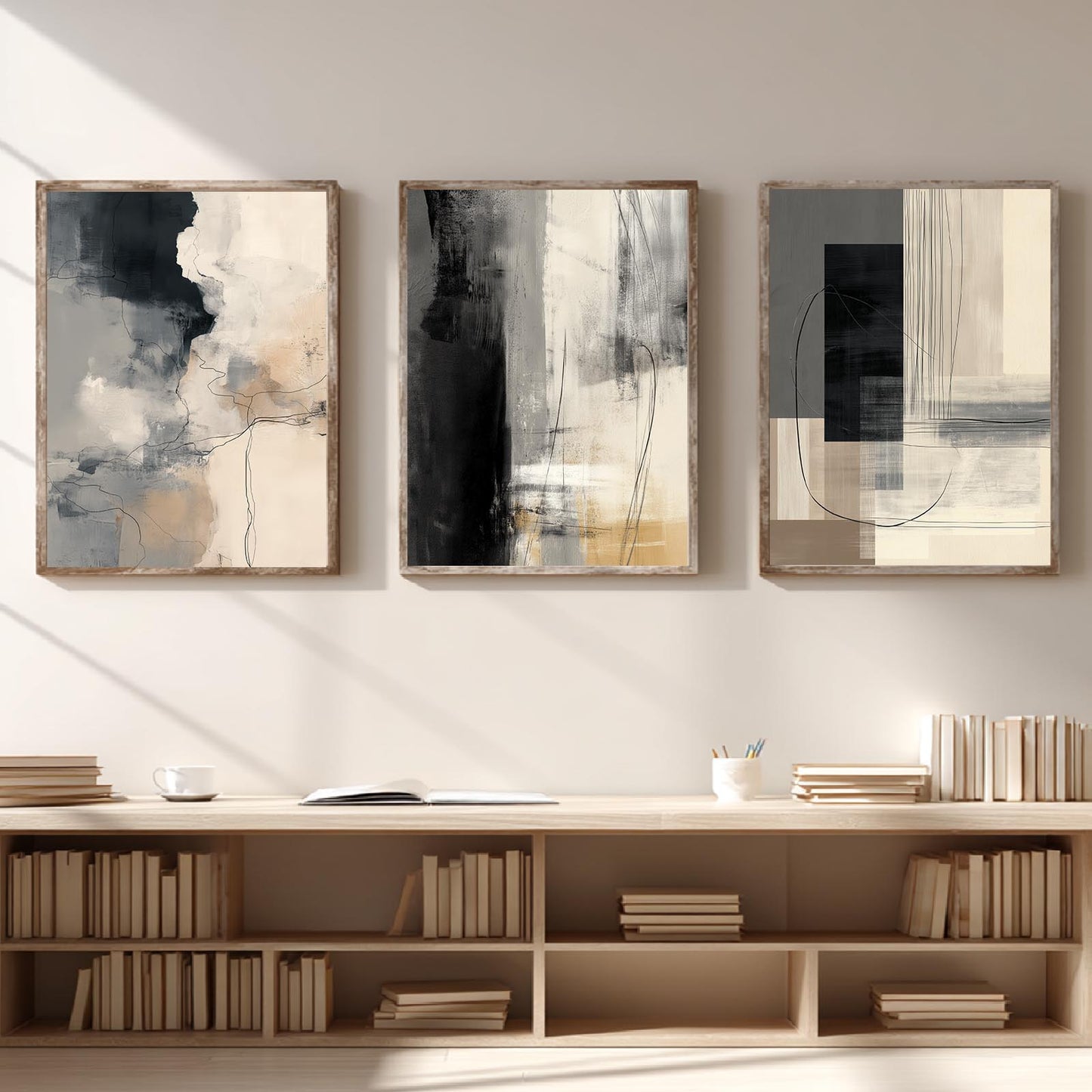 Abstract Gray Beige Geometric Lines