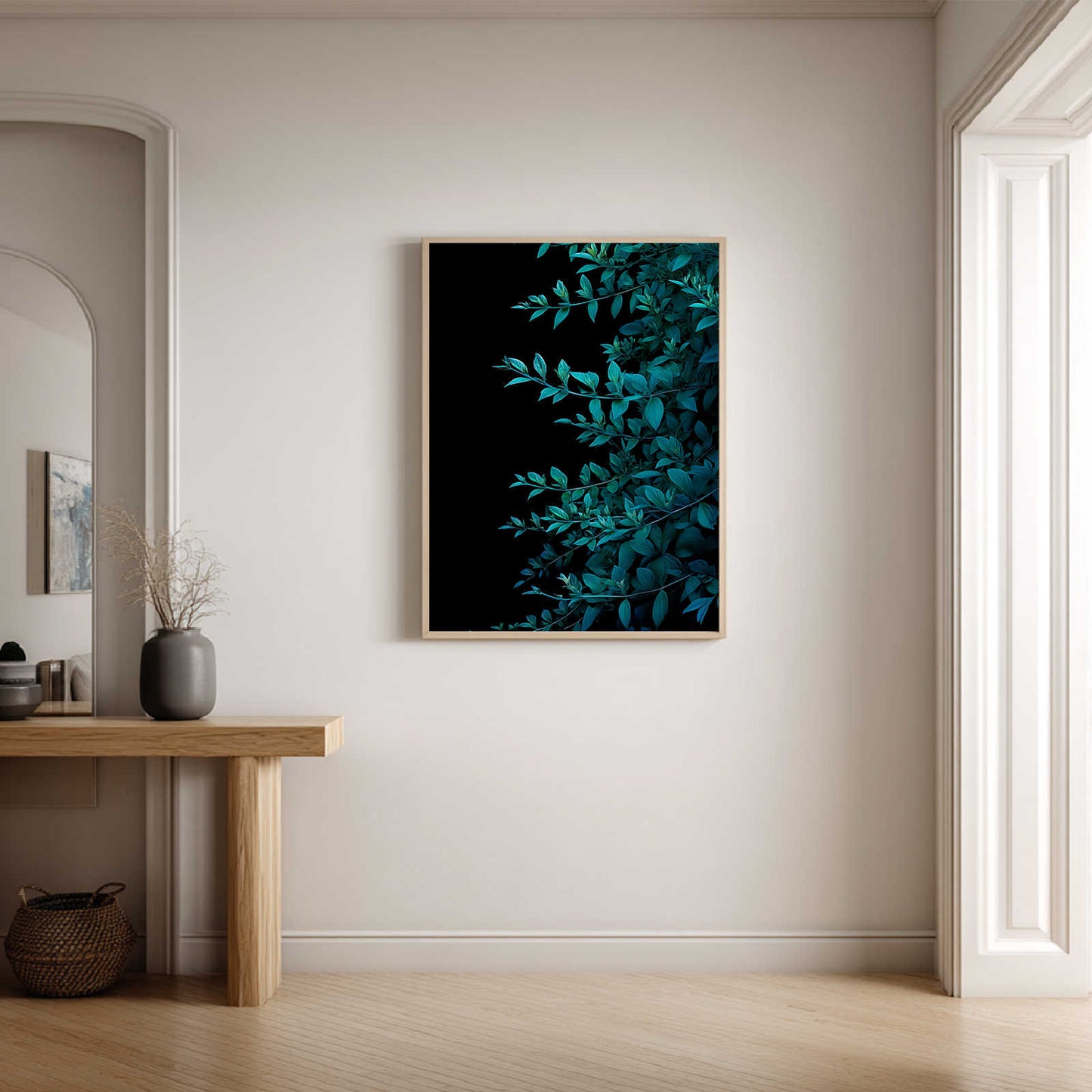 Abstract Blue Green Tropical Plant Monstera