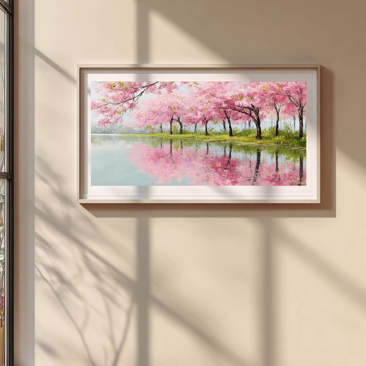 Abstract Oil Painting Spring Landscape Cherry Blossom Forest