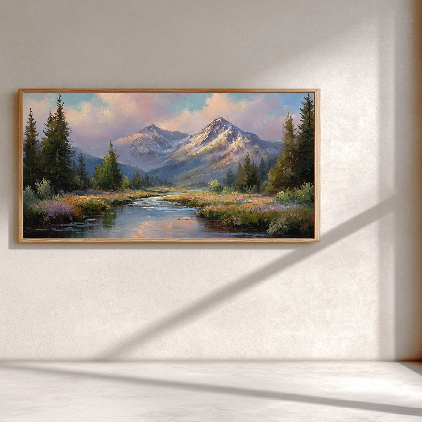 Snowy Mountain Lake Abstract Landscape