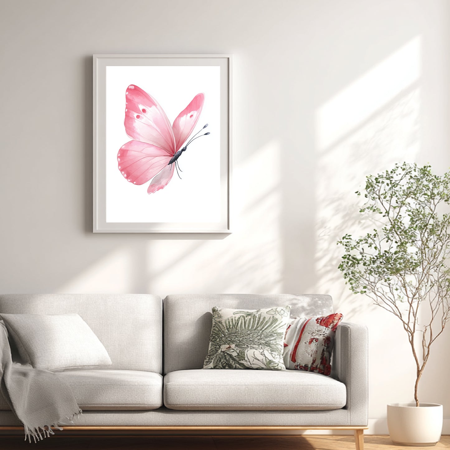 Abstract Pink Butterfly Canvas Painting Wall Art for Living Room Bedroom Decoration, Poster Print, Frameless