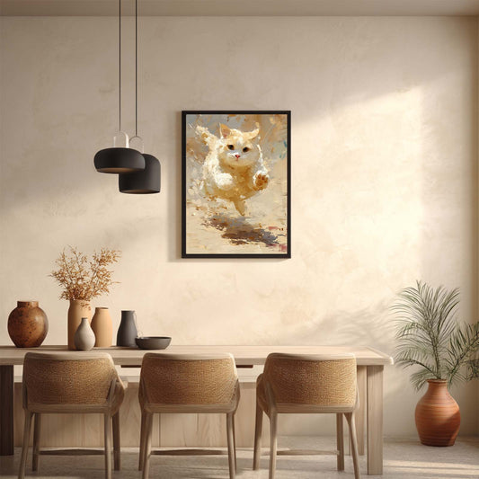Abstract Animal Canvas Painting Cute Running kitten Wall Art Pictures for Living Room Bedroom Decoration Canvas Pictures Poster Frameless