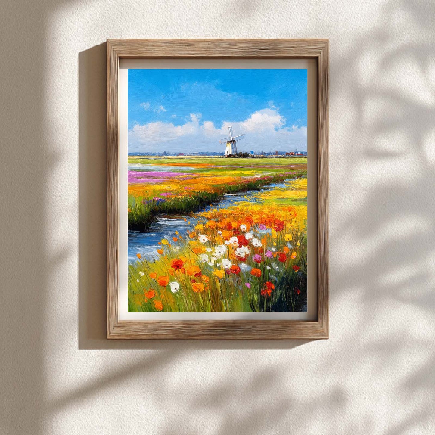 Abstract landscape Windmill Flower field