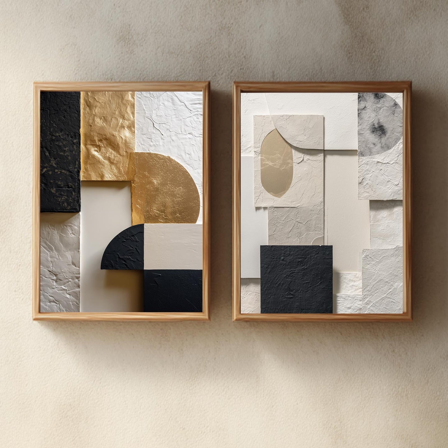 Abstract Geometry Beige Black Gold