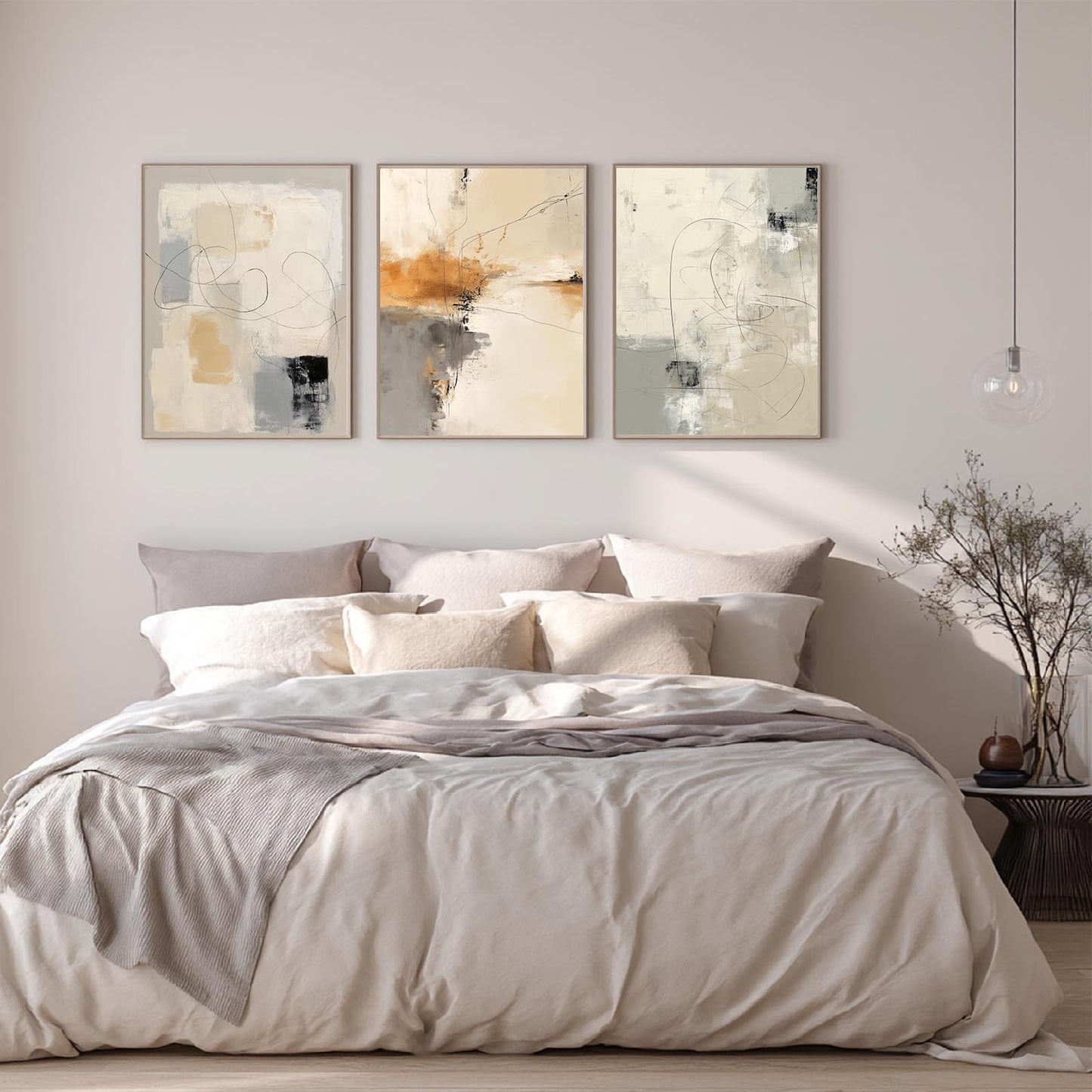 Abstract Gray Beige Geometric Lines