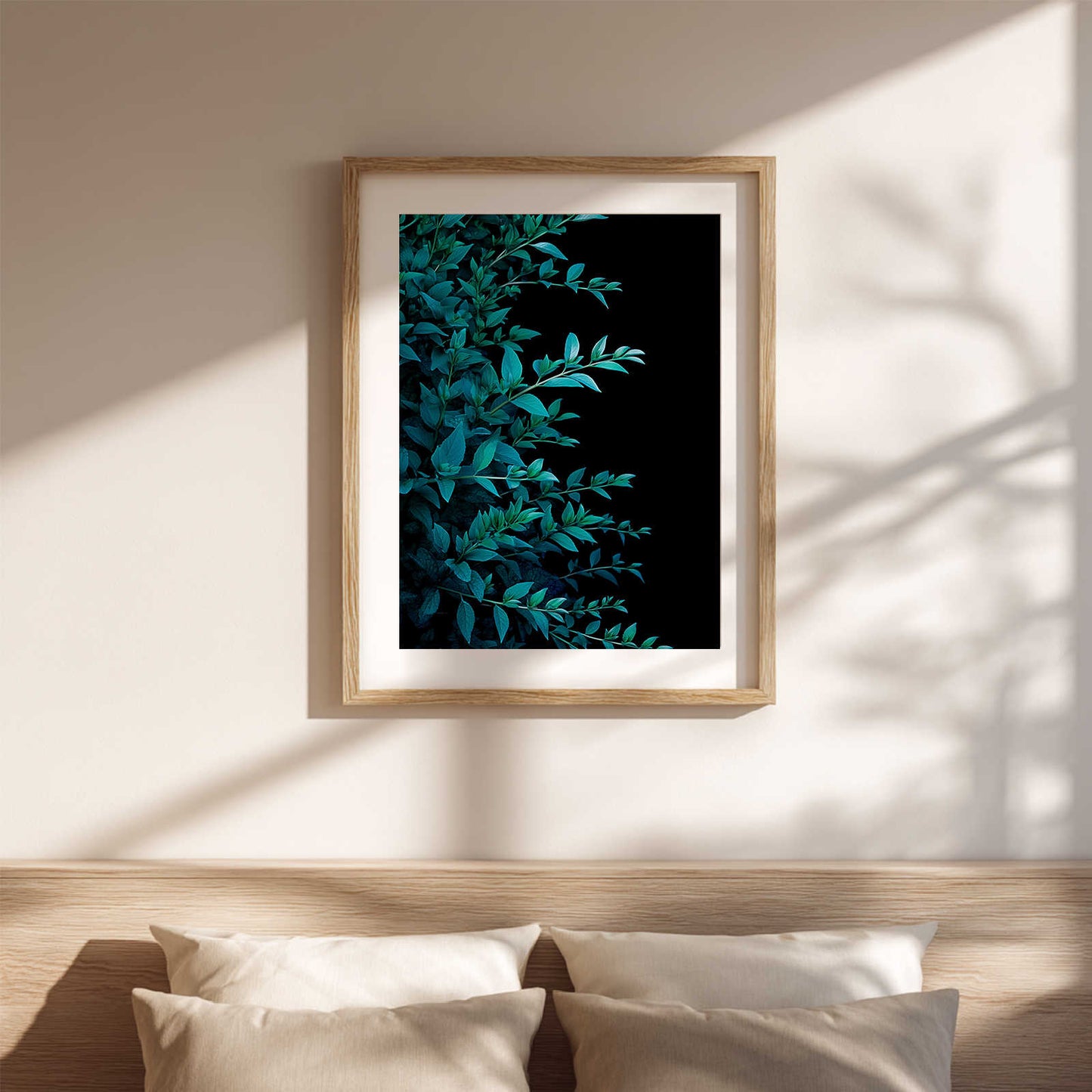 Abstract Blue Green Tropical Plant Monstera