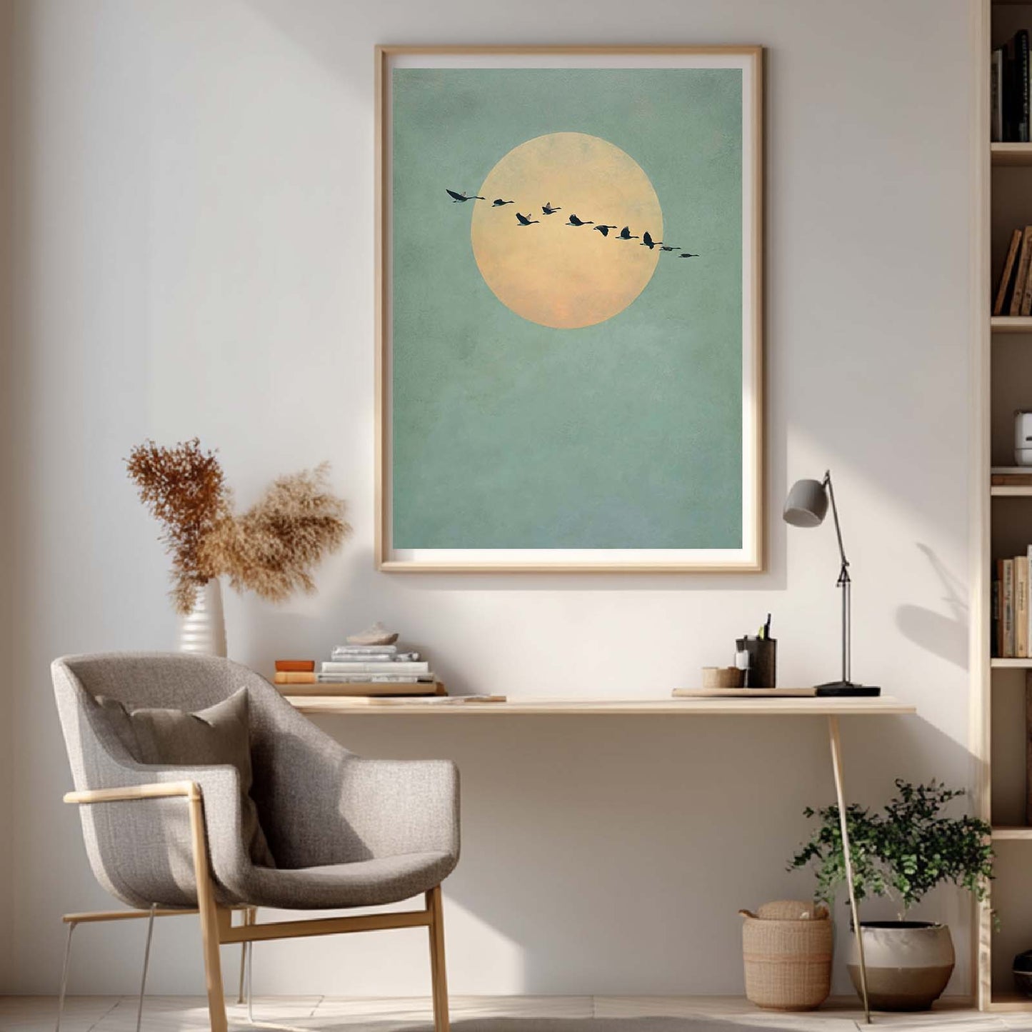 Abstract Sunset Wild Geese Canvas Painting Wall Art for Living Room Bedroom Decoration, Poster Print, Frameless