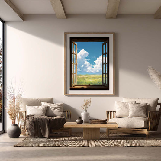 Abstract Landscape Blue Sky White Clouds Canvas Painting – Wall Art for Living Room Bedroom Decoration, Poster Print, Frameless