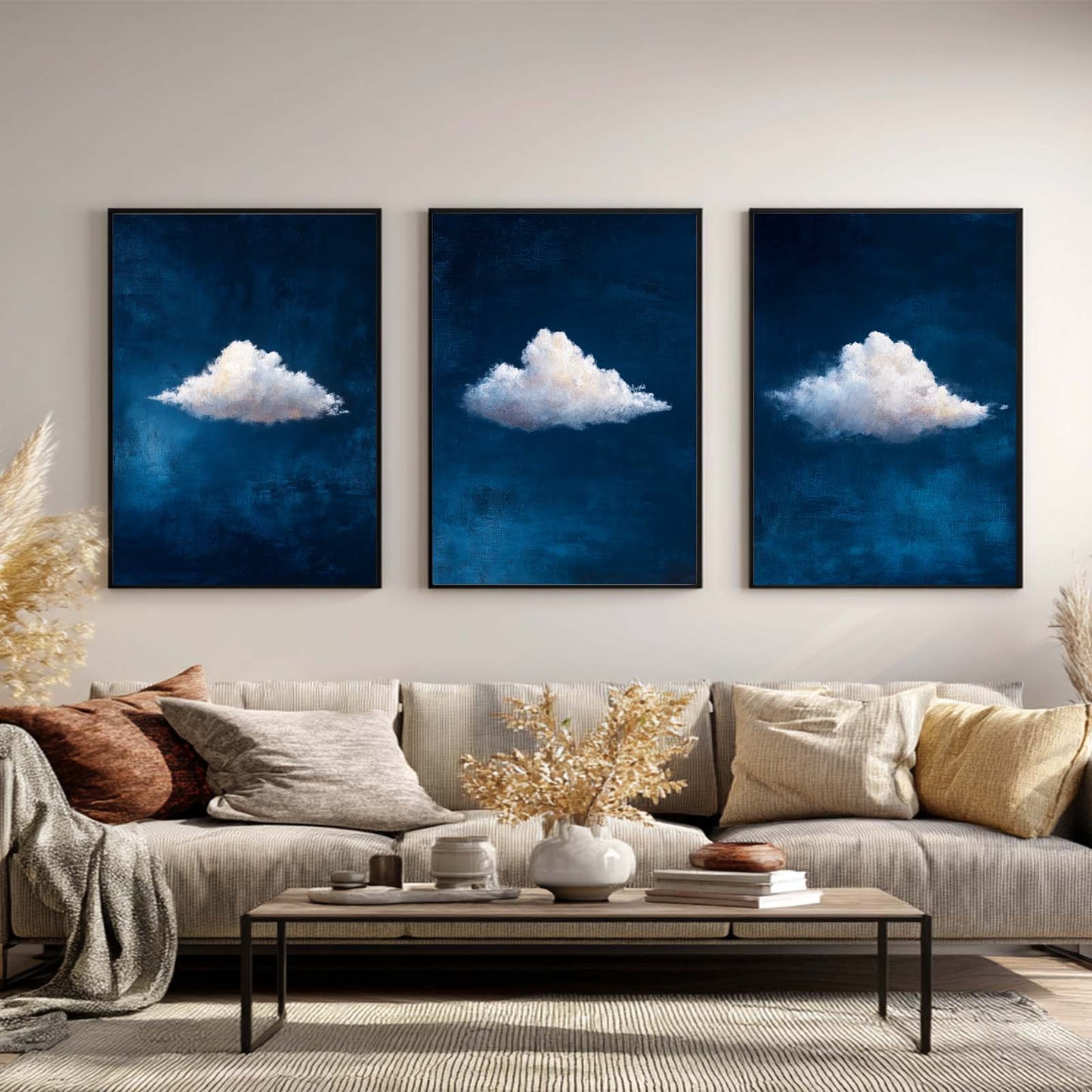 Canvas Painting Abstract White Clouds Wall Art Pictures for Living Room Bedroom Decoration Canvas Pictures Poster Frameless