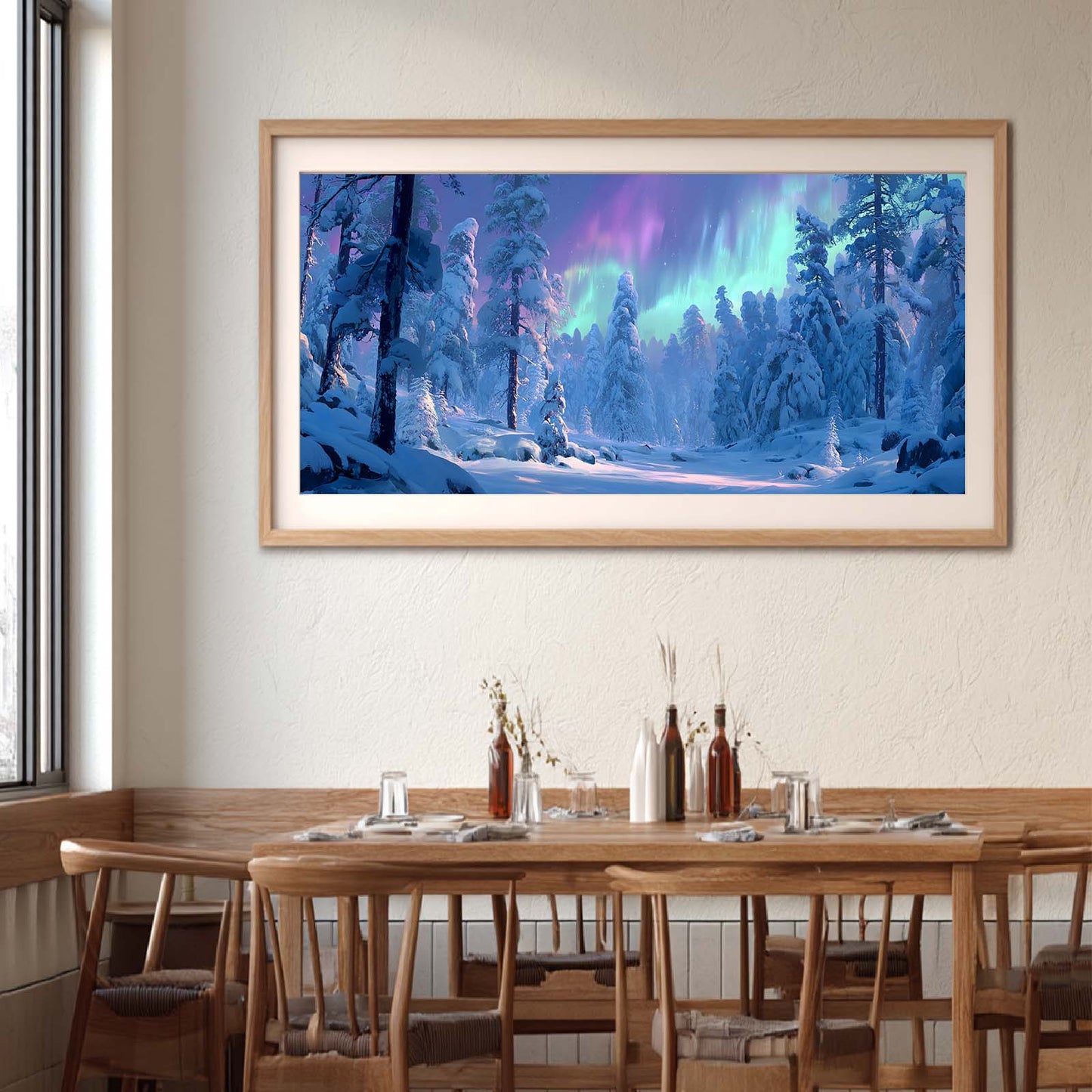 Abstract Oil Painting Landscape Forest Aurora