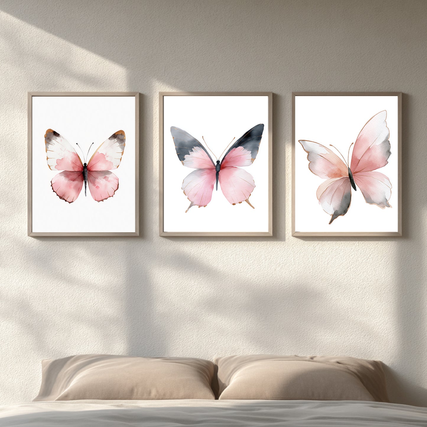 Abstract Pink Butterfly Canvas Painting Animal Wall Art for Living Room Bedroom Decoration, Poster Print, Frameless