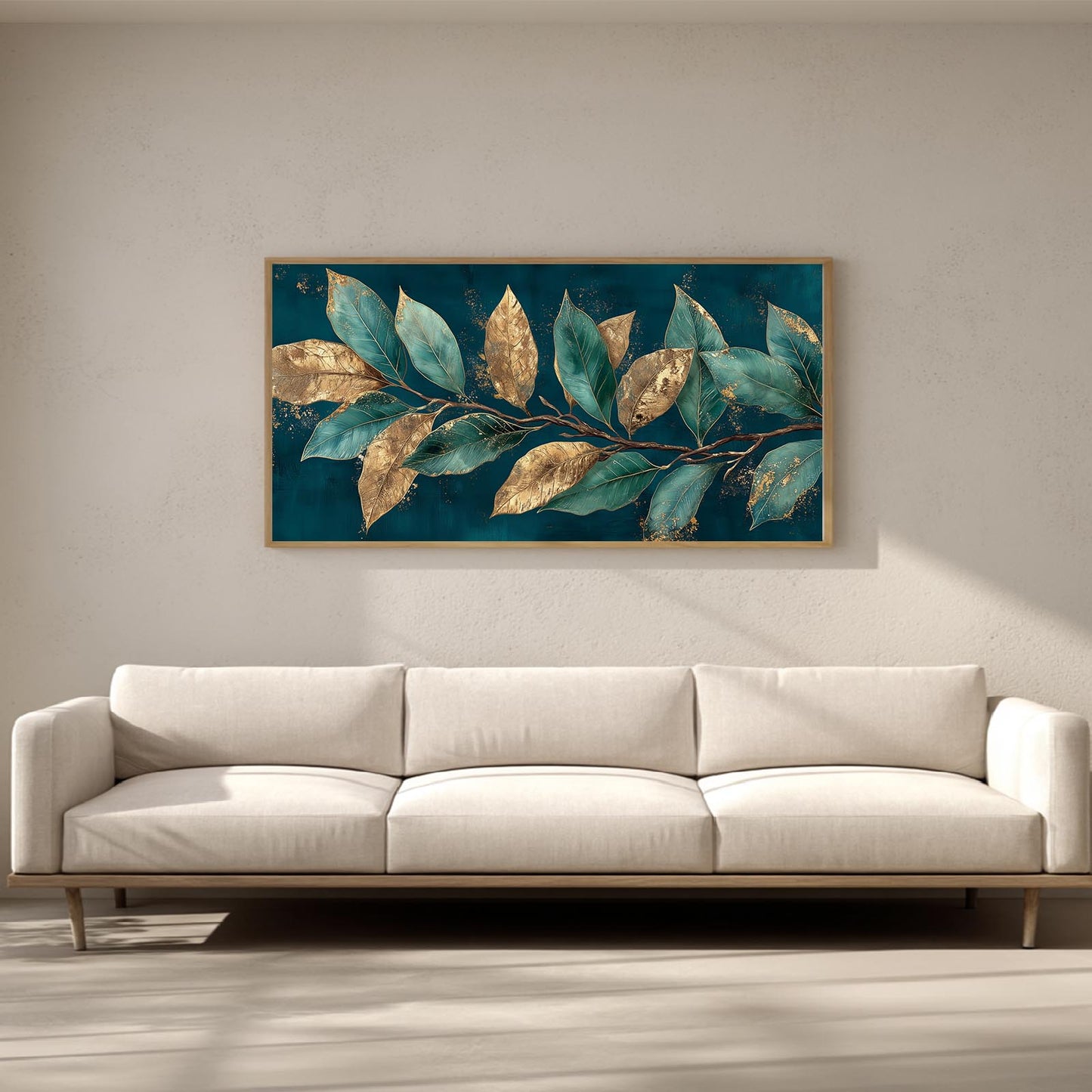 Abstract Green Gold Leaves