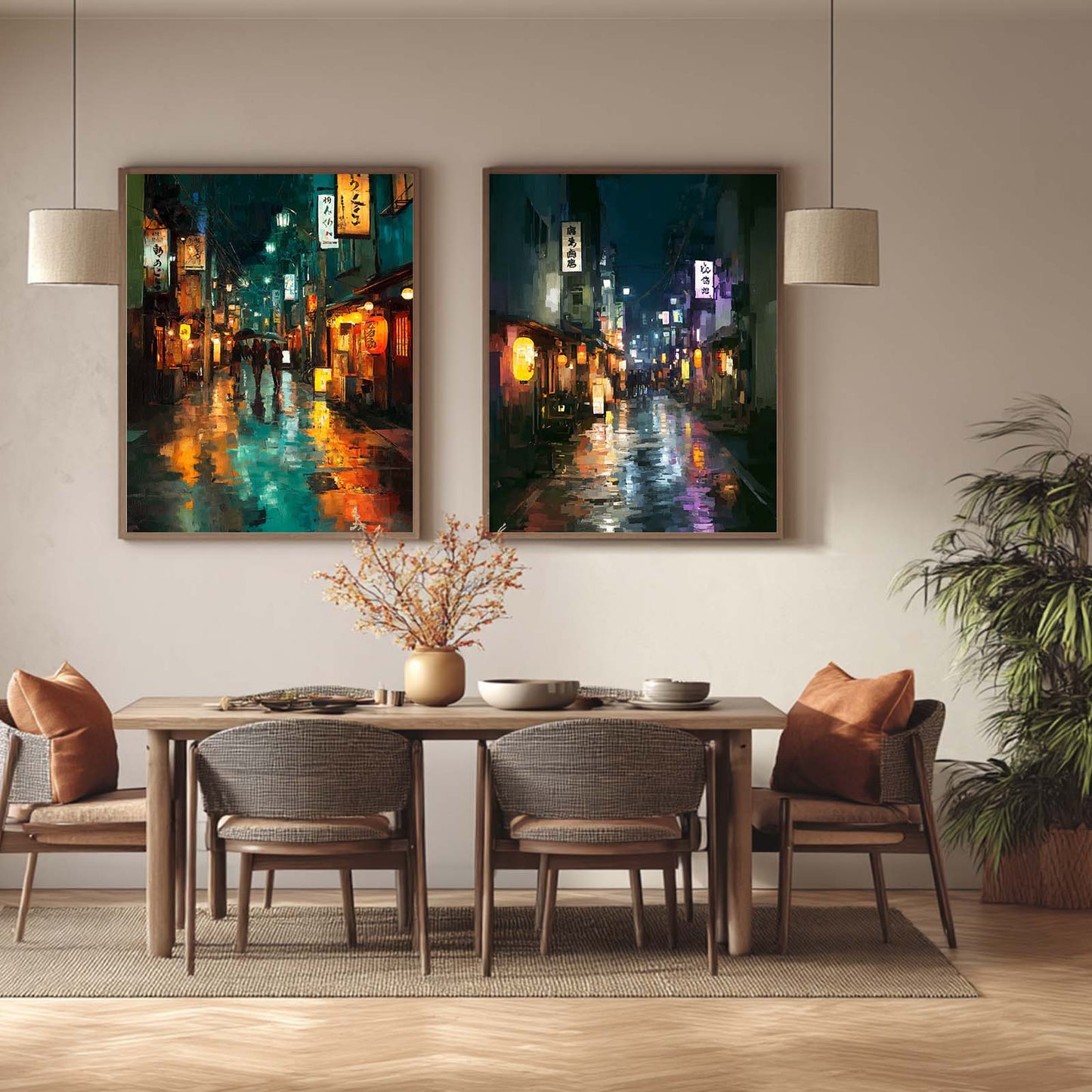Abstract Landscapes Street Night Scenes Vintage