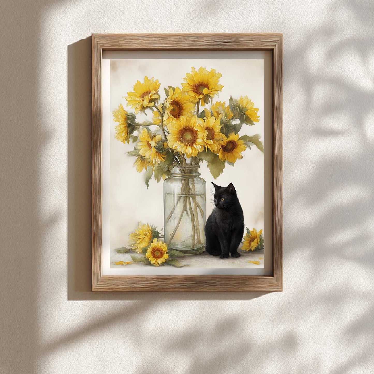 Abstract Vase Cat Canvas Painting – Wall Art for Living Room Bedroom Decoration, Poster Print, Frameless