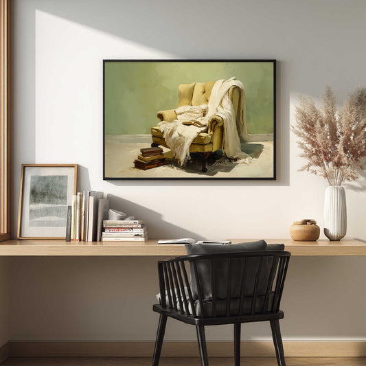 Abstract Vintage Style Sofa and Books Reading Corner