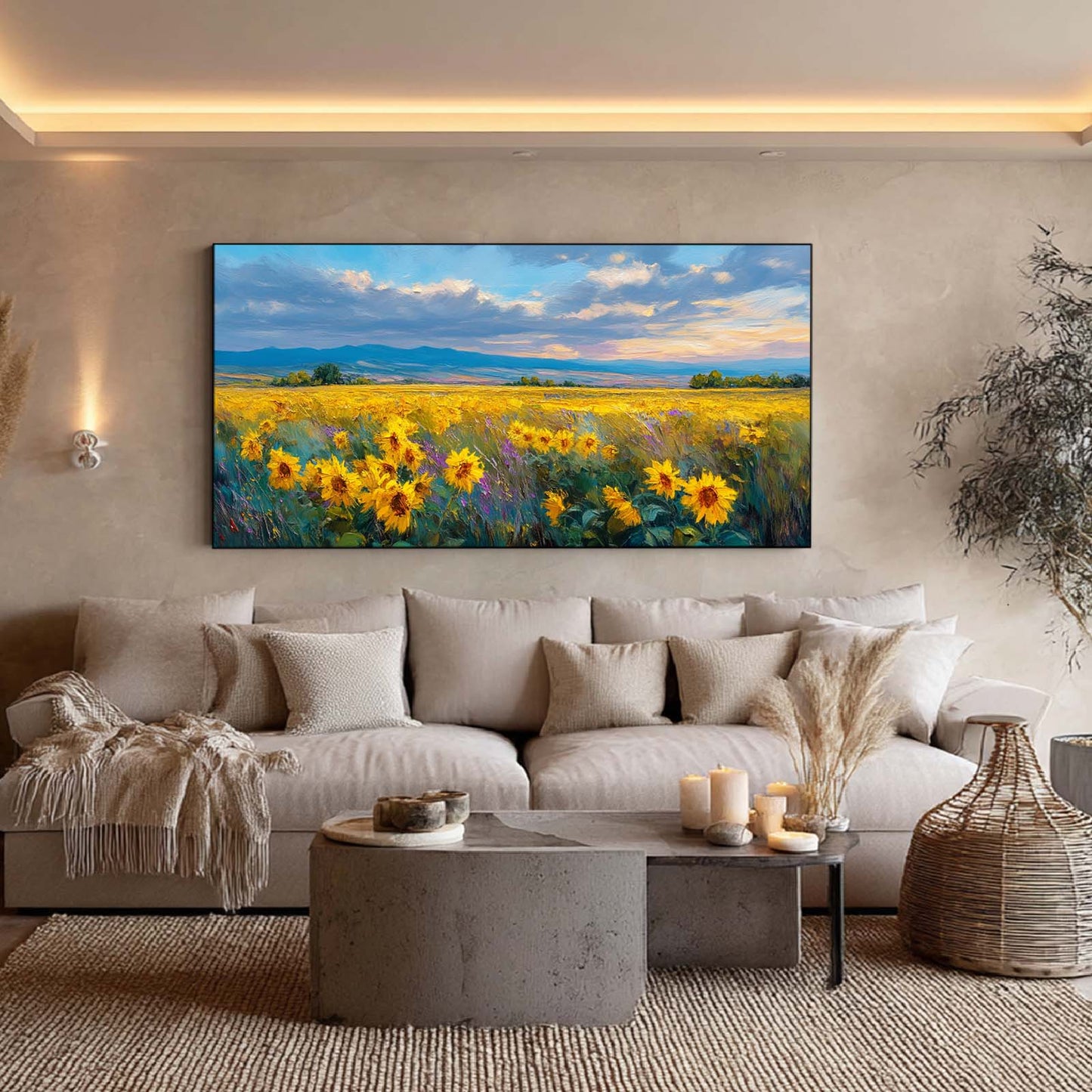 Sunrise Sunflower Abstract Pastoral Landscape