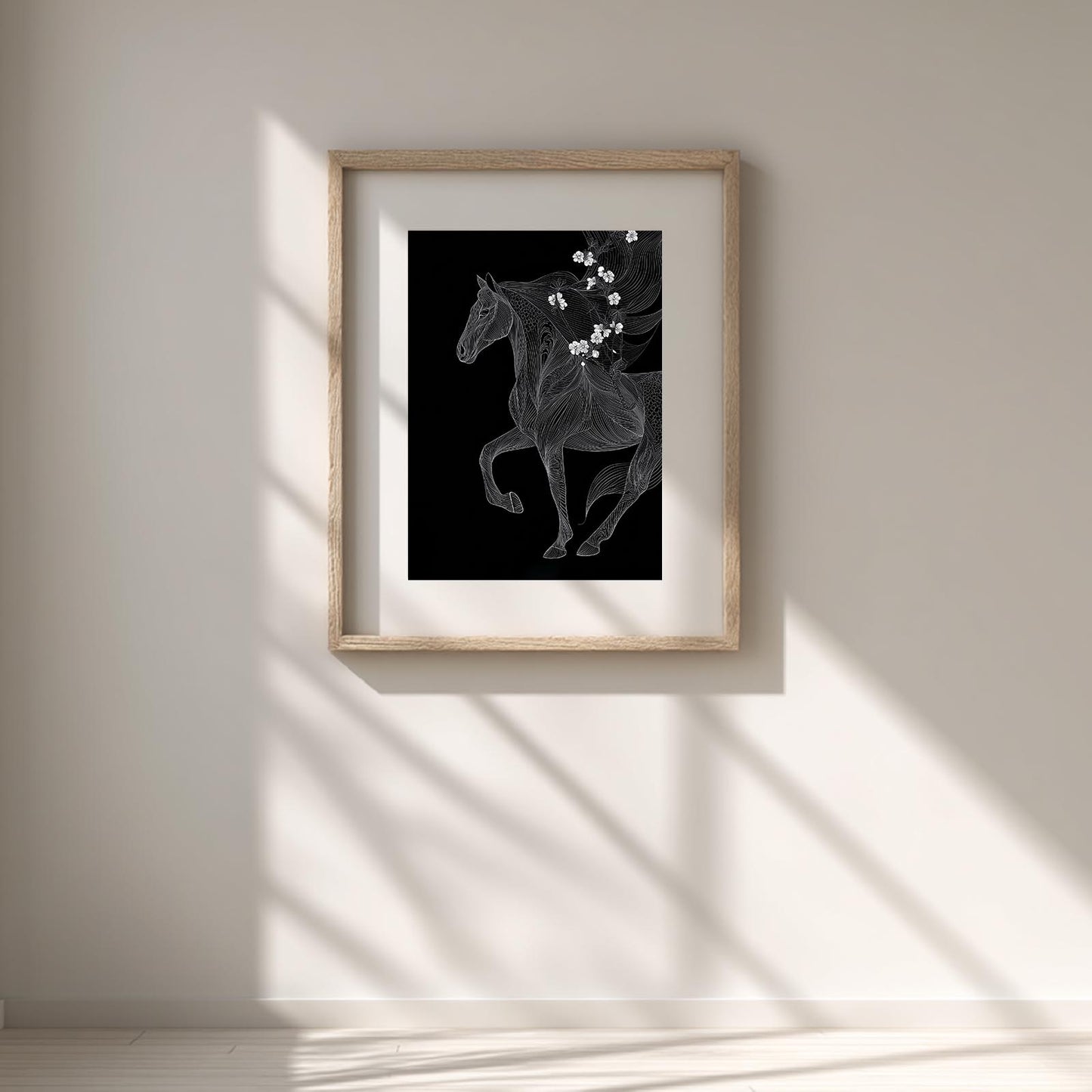 Abstract Black and White Horse