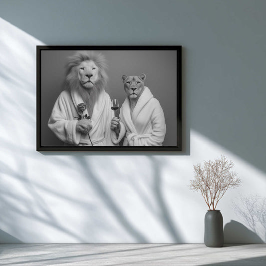 Abstract Funny Animal Bathrobe Lion Couple