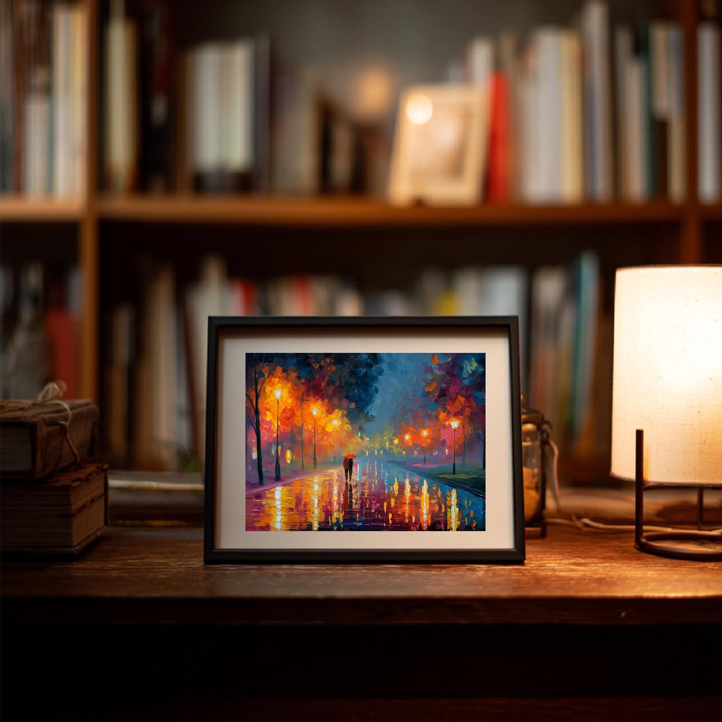 Abstract Romantic Couple Rainy Night