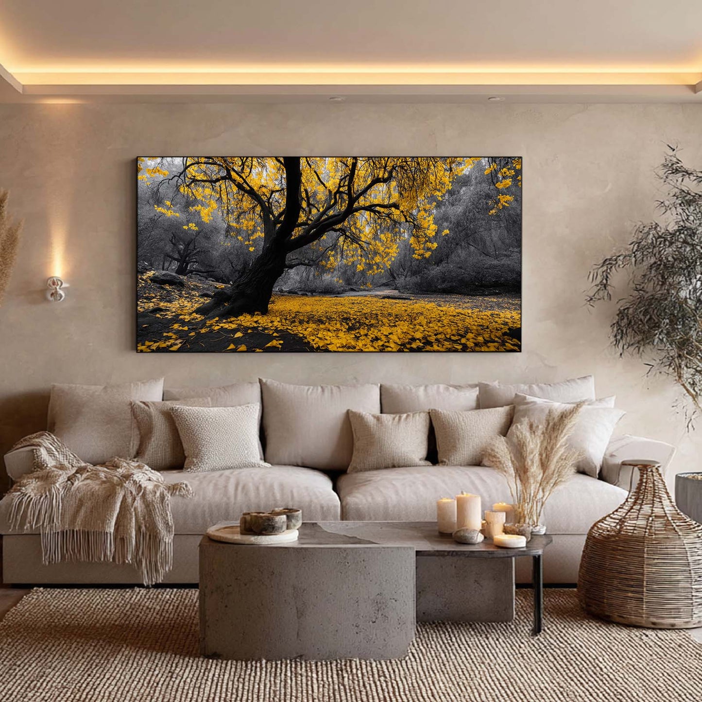 Abstract Oil Painting Yellow Tree