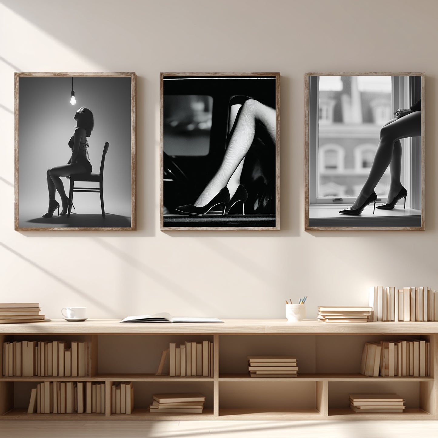 Modern Sexy Beautiful Girl Black and White Canvas Painting – Wall Art for Living Room Bedroom Decoration, Poster Print, Frameless