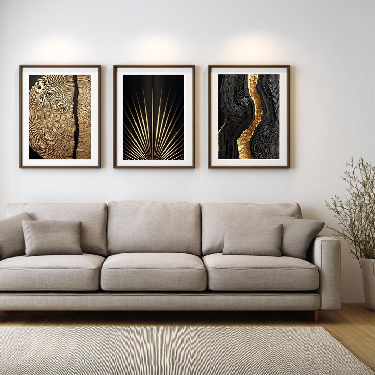 Abstract Black Gold Wood Grain