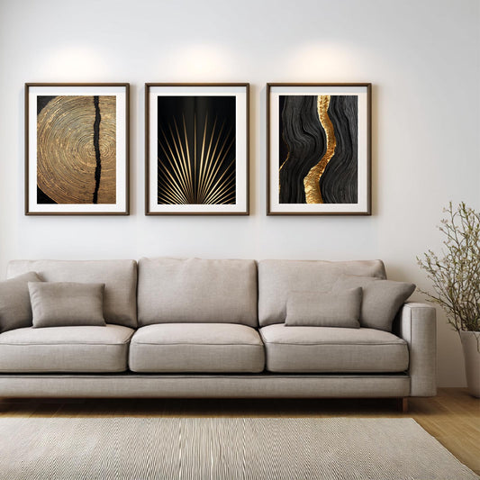 Abstract Black Gold Wood Grain