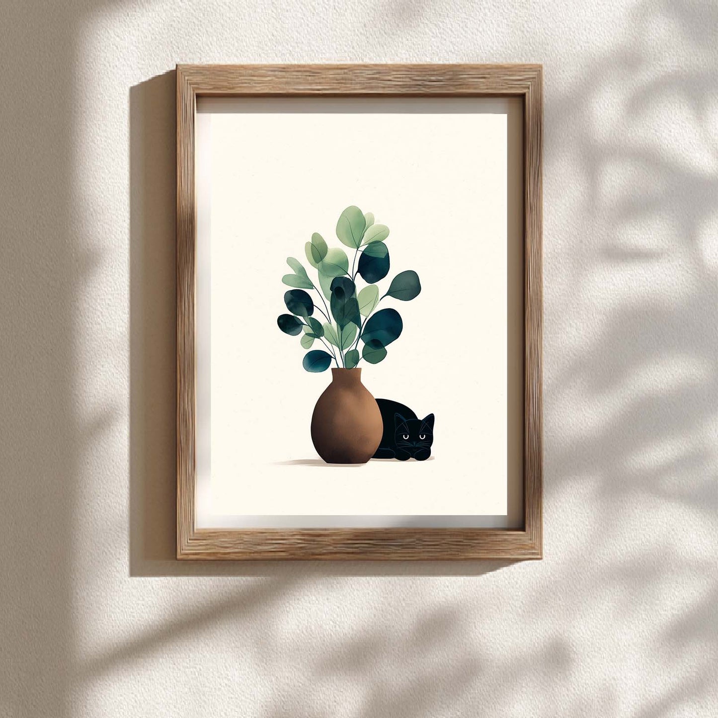 Abstract Vase Cat Canvas Painting – Wall Art for Living Room Bedroom Decoration, Poster Print, Frameless