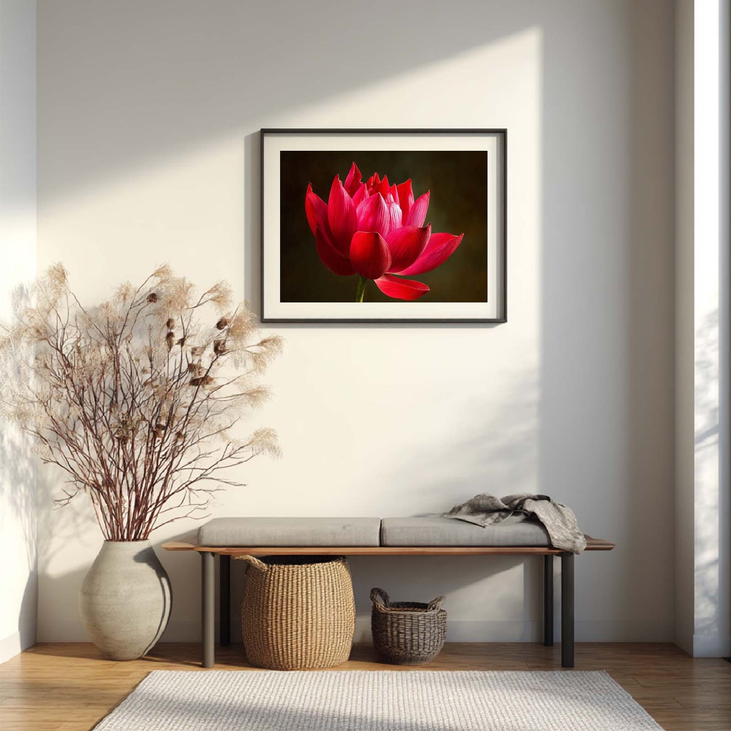 Abstract Lotus Plant Canvas Painting – Wall Art for Living Room Bedroom Decoration, Poster Print, Frameless