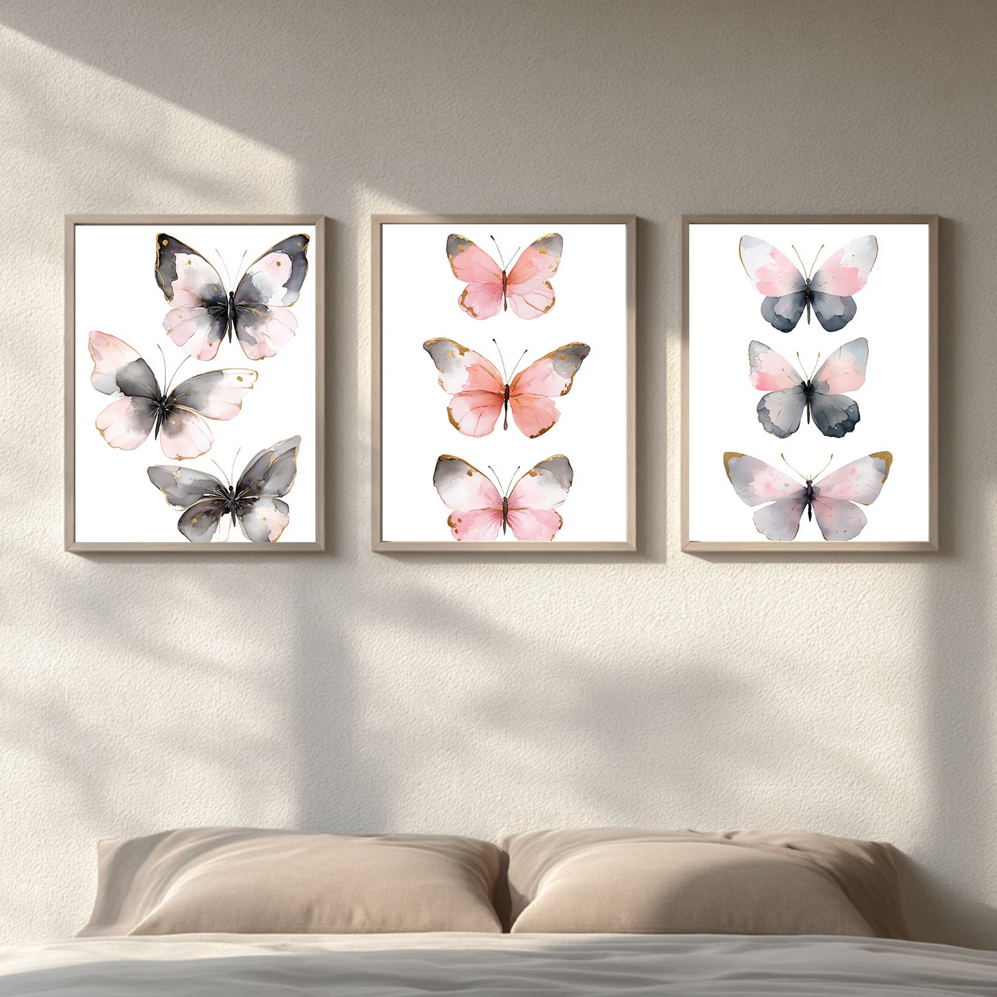 Abstract Pink Butterfly Canvas Painting Animal Wall Art for Living Room Bedroom Decoration, Poster Print, Frameless