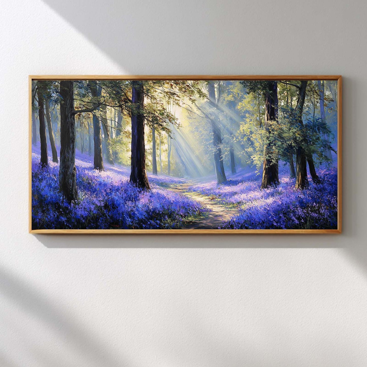 Canvas Painting Abstract Landscape Bluebells Forest Wall Art Pictures for Living Room Bedroom Decoration Canvas Pictures Poster Frameless