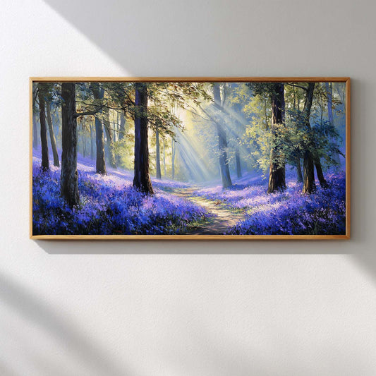 Canvas Painting Abstract Landscape Bluebells Forest Wall Art Pictures for Living Room Bedroom Decoration Canvas Pictures Poster Frameless
