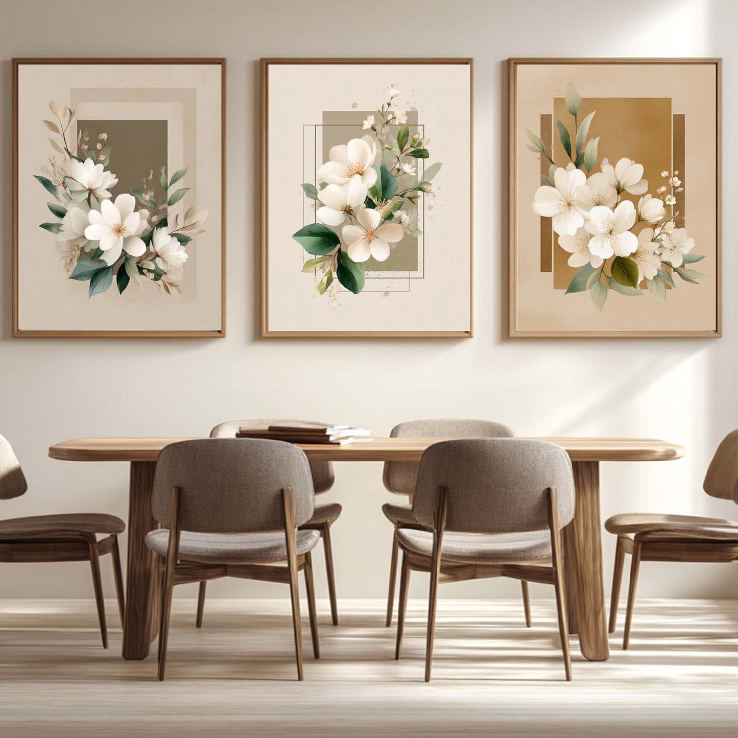 Abstract Vintage Flower Green Leaves