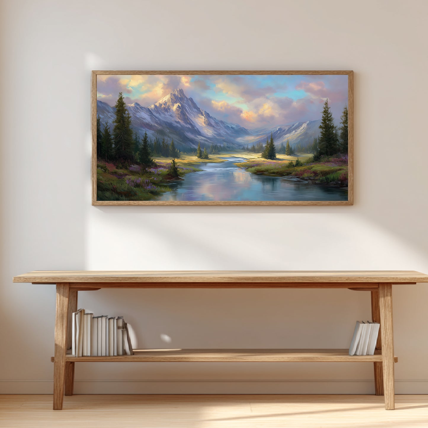 Snowy Mountain Lake Abstract Landscape