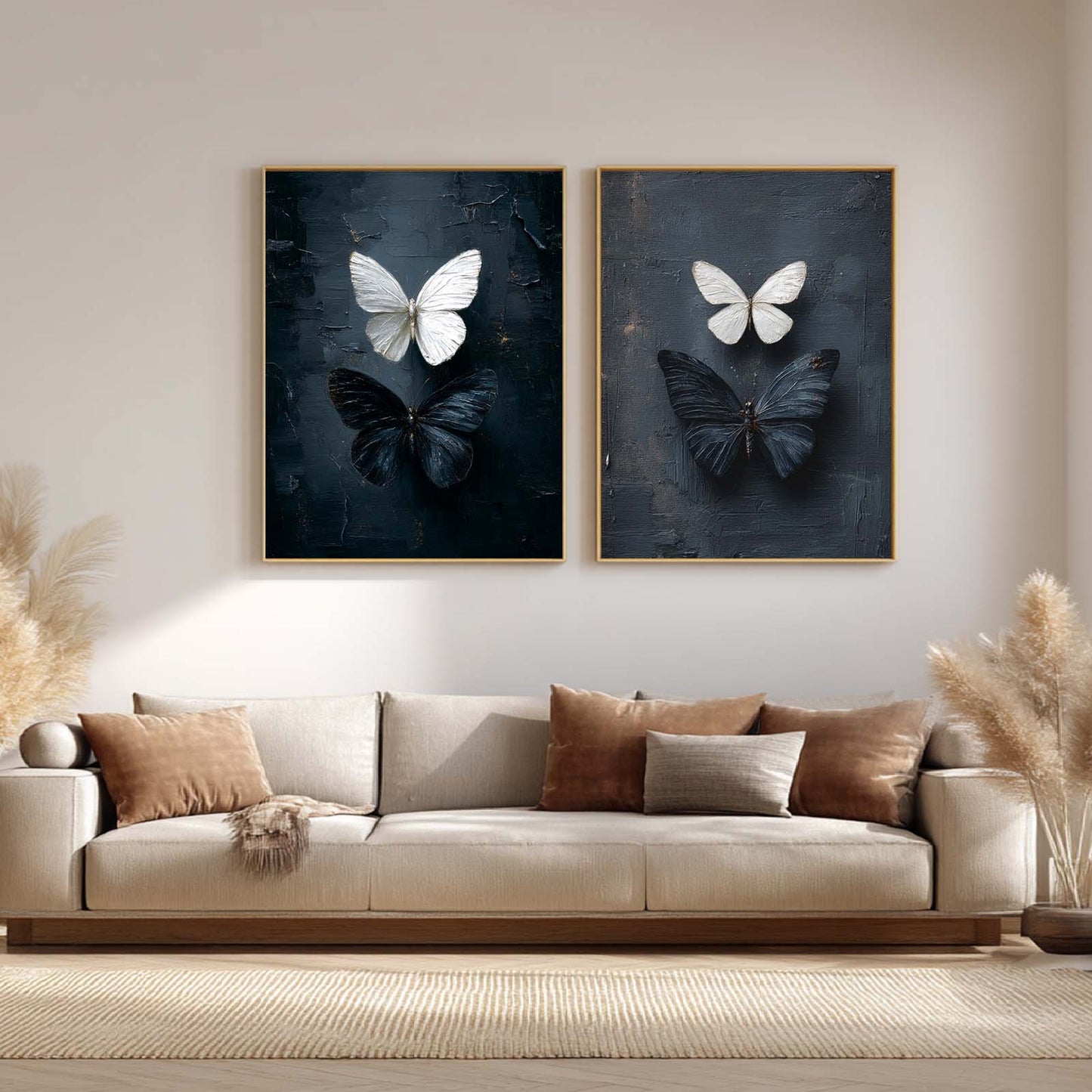 Canvas Painting Abstract Black White Butterfly Wall Art Pictures for Living Room Bedroom Decoration Canvas Pictures Poster Frameless