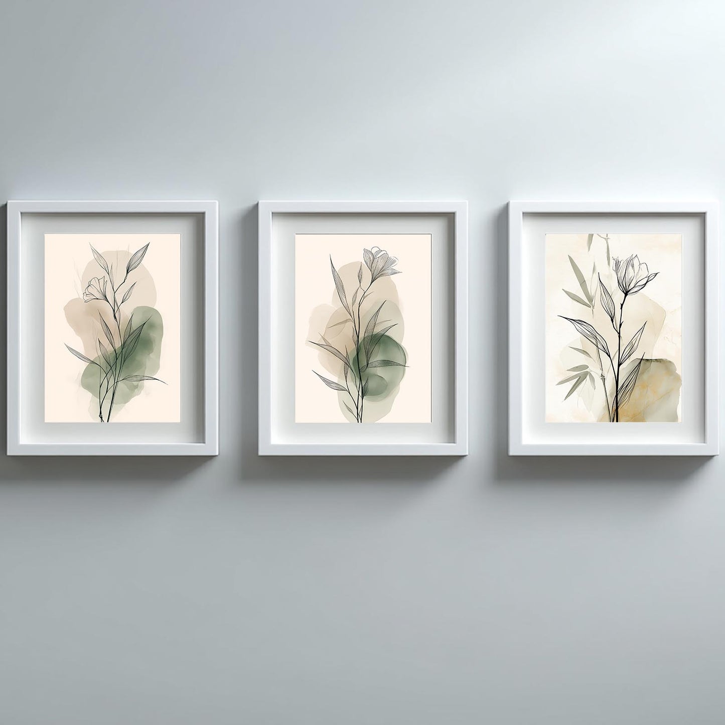 Minimalism Green Plants Beige
