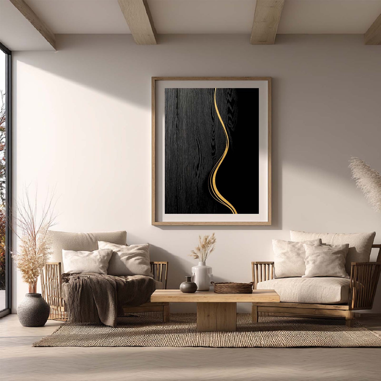 Abstract Black Annual Ring Wood Grain
