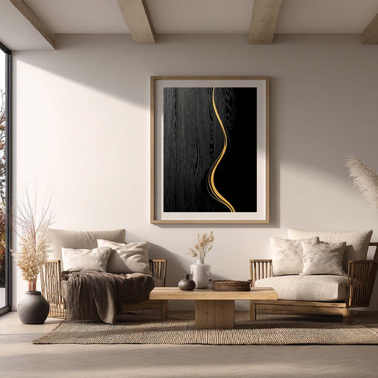 Abstract Black Annual Ring Wood Grain