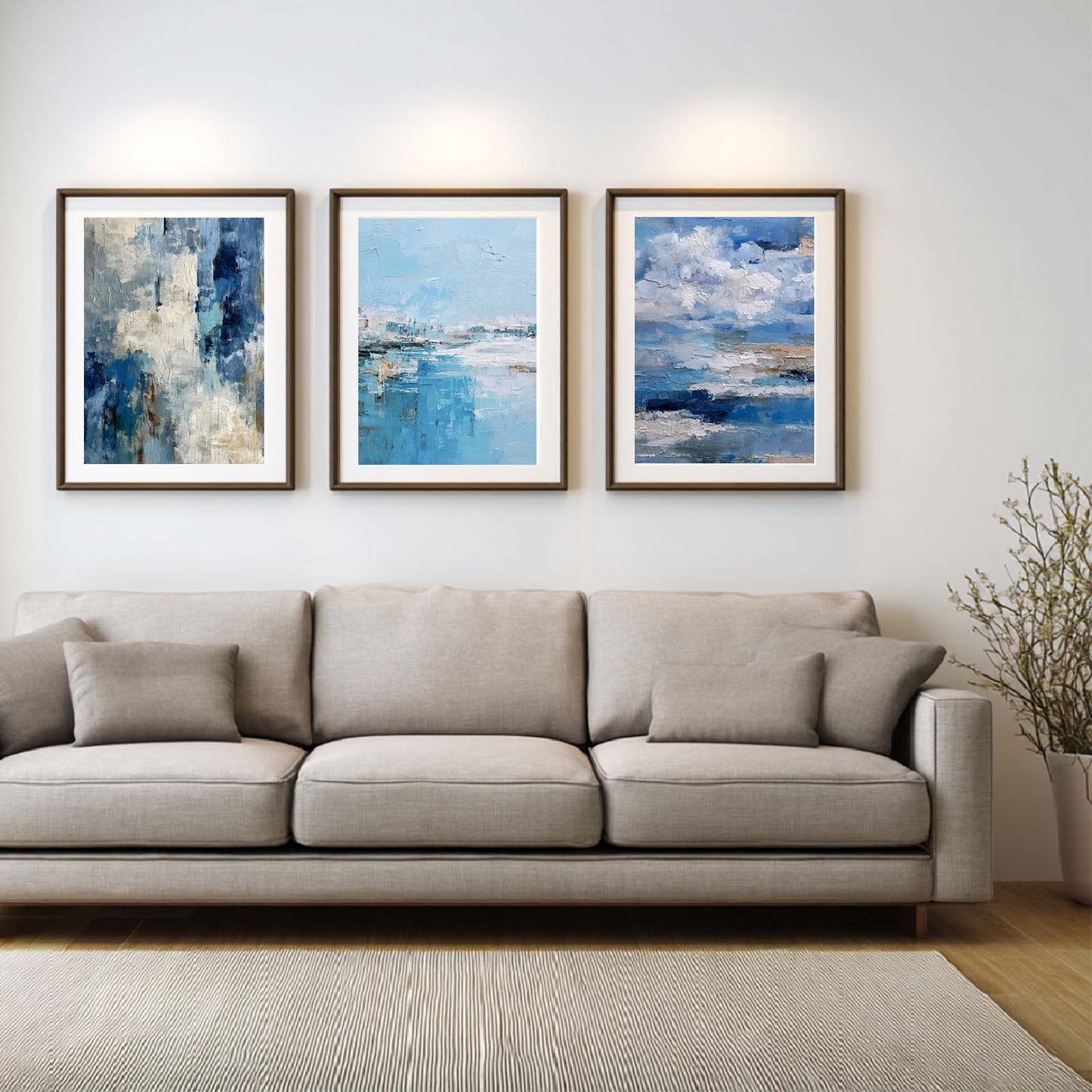 Abstract Blue Beige Painting